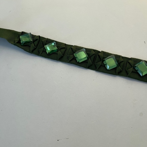 J. Crew Rhinestone Gem Bead Belt Emerald Green - Picture 1 of 3
